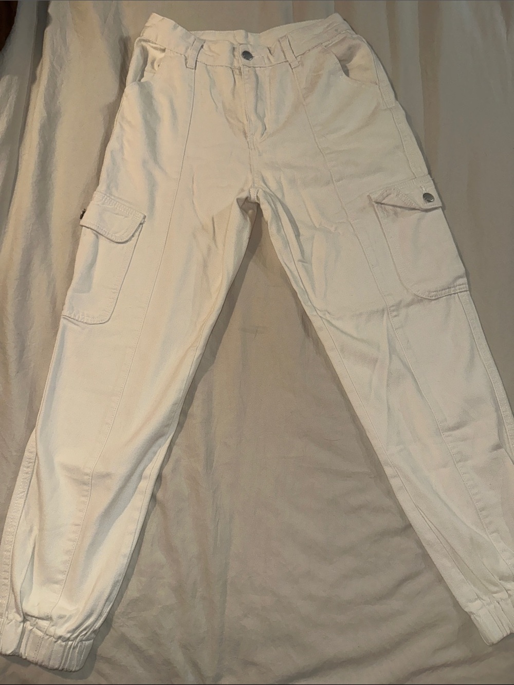 Cream Cargo Jogger Pants
